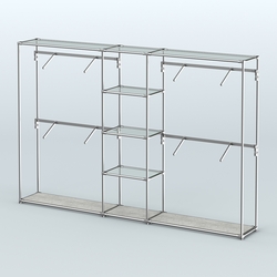 Торговая система ХРОМ без ДСП 3030 мм с прозрачными полками и поручнями №8, Метрополитан Грей