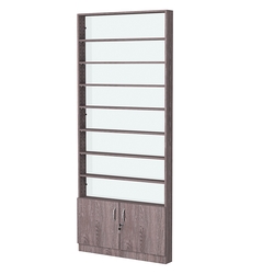 Стеллаж из ДСП с 7-ю полками 100x900 мм серии LEVEL-7 №8-1 (З/C - СТЕКЛО), Ясень Анкор темный