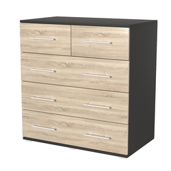 Комод ВЕКТОР КВ-05, Черный + Дуб Сонома