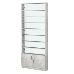 Стеллаж из ДСП с 7-ю полками 150x900 мм серии LEVEL-7 №9-1 (З/C - СТЕКЛО), Метрополитан Грей