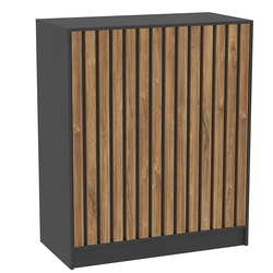 Прилавок под кассу серии "Смок" №1, Черный + Дуб Канзас коричневый