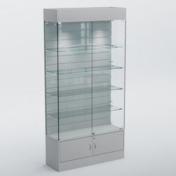 Витрина СЕТЬ №3-П с экономпанелью и полками, Серый