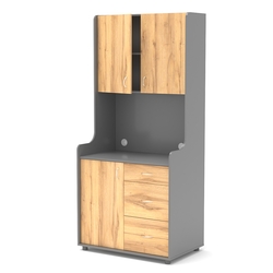 Офисная мини-кухня ЭЛЕГИЯ №3, Темно-серый и Дуб Золотистый