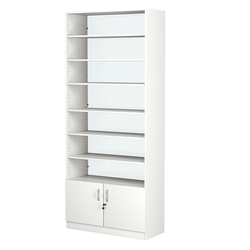 Стеллаж из ДСП с 6-ю полками 400x900 мм серии LEVEL-6 №14-1 (З/C - СТЕКЛО), Белый