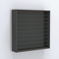 Витрина настенная №204-5Г открытая с девятью прозрачными полками, Черный