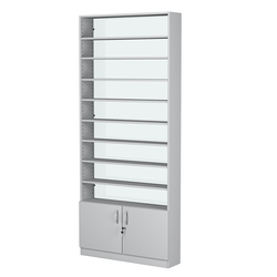 Стеллаж из ДСП с 8-ю полками 200x900 мм серии LEVEL-8 №10-1 (З/C - СТЕКЛО), Серый