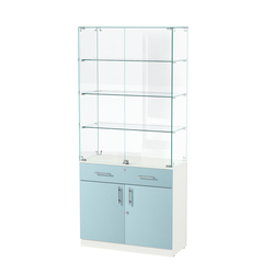 Витрина ювелирная "Диаманд" №11, ЛДСП белый + МДФ голубой