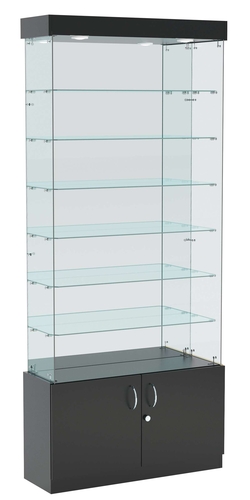 Витрина ИСТРА №132 прямоугольная (З/C - зеркало), без дверей, Черный