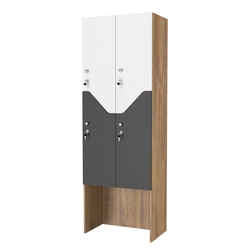 Шкаф для раздевалок СТАНДАРТ-Элегия №3-2А, Дуб Канзас + Белый +Черный