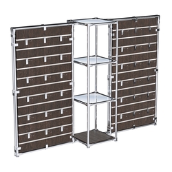 Хромированное вешало ЩИТ №2-4 с зеркальными полками 4мм, Дуб Венге