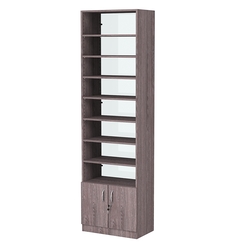 Стеллаж из ДСП с 7-ю полками 350x600 мм серии LEVEL-7 №6-1 (З/C - СТЕКЛО), Ясень Анкор темный