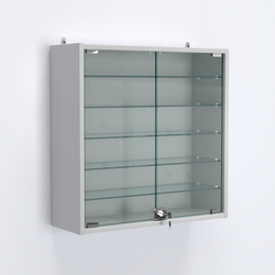Витрина настенная №201-5А с пятью прозрачными полками, Серый