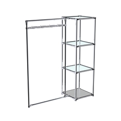 Хромированное вешало ЛУЧ №1-1 с полками стекло 6мм, Серый