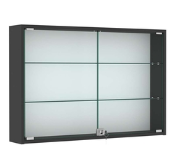 Витрина настенная №3-1А широкая со стеклянными полками, Черный