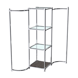 Хромированное вешало ВОЛНА №1-1 с полками стекло 6 мм, Дуб Венге