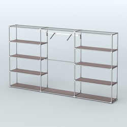 Торговая система ХРОМ без ДСП 3600 мм с полками ДСП и поручнями №9, Ясень Анкор темный