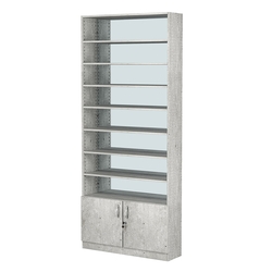 Стеллаж из ДСП с 8-ю полками 200x900 мм серии LEVEL-8 №10-2 (З/C - ЗЕРКАЛО), Метрополитан Грей