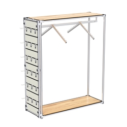 Хромированный стенд-вешало ETD-12 №1-3 (торец-ЭП) с полками ДСП 16мм, Дуб Золотистый