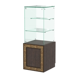 Стеклянный прилавок с декором и тумбой №СПБА-31, Дуб Венге