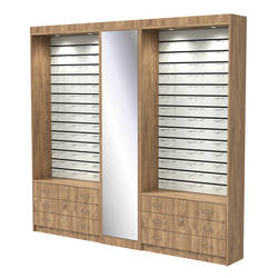 Комплект витрин под очки №11+1+11 (открытый доступ), Дуб Канзас коричневый