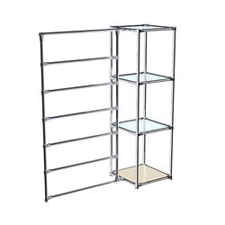 Хромированное вешало ГОРИЗОНТ №1-1 с полками стекло 6мм, Крем Вайс