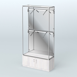Торговая система ХРОМ (задняя стенка - зеркало) 1200 мм №3-4 с тумбой Т-21 и поручнями, Ясень Анкор светлый