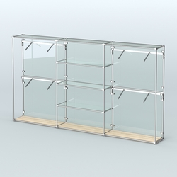 Торговая система ХРОМ (задняя стенка - стекло) 3600 мм с прозрачными полками и поручнями №5, Дуб Сонома