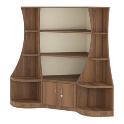 Угловой низкий стеллаж ГАРАНТ №1, Орех + Крем Вайс