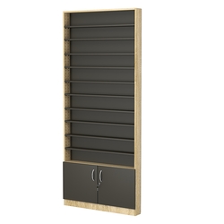 Стеллаж из ДСП с 10-ю полками 100x900 мм серии LEVEL-10 №8 (З/C - ДВП), Дуб Сонома + Черный