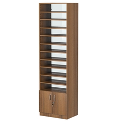 Стеллаж из ДСП с 10-ю полками 400x600 мм серии LEVEL-10 №7-1 (З/C - СТЕКЛО), Орех