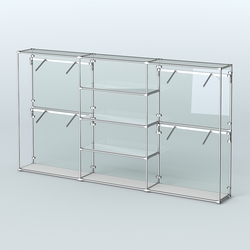 Торговая система ХРОМ (задняя стенка - стекло) 3600 мм с зеркальными полками и поручнями №5, Серый