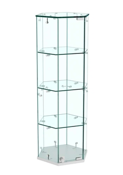 Витрина Истра настольная шестигранная №9  (прозрачная), Серый