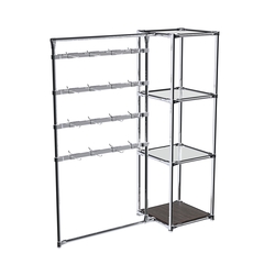 Хромированное вешало ШТАНГА №1-4 с зеркальными полками 4 мм, Дуб Венге