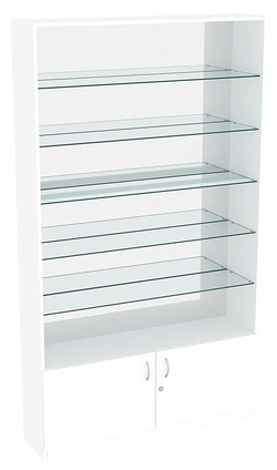 Витрина СЭСП-О №1-1-300 (З/C - Зеркало) со стеклянными полками, Белый