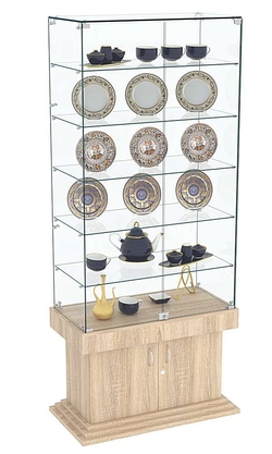 Витрина широкая прозрачная с 5-ю полками ДОНЖОН №505, Дуб сонома