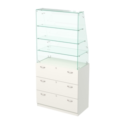 Прилавок с наклонным фасадным стеклом Селена-15, Белый