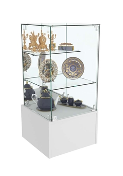 Торговый пристенный прилавок Зеркало со стеклянной дверкой №111 (закрытый), Серый