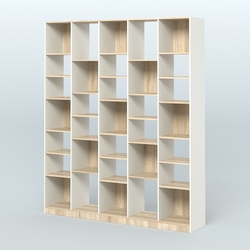 Стеллаж из ДСП серии ЛОФТ №13-2 с полками ДСП, Белый + Дуб Сонома