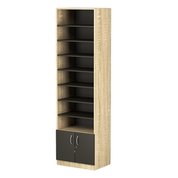 Стеллаж из ДСП с 7-ю полками 400x600 мм серии LEVEL-7 №7 (З/C - ДВП), Дуб Сонома + Черный