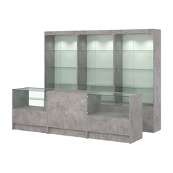 Комплект витрин ЭК-01 и прилавков ЭК-3, Бетон Чикаго светло-серый F186 ST9