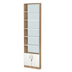 Стеллаж из ДСП с 5-ю полками 100x600 мм серии LEVEL-5 №1-2 (З/C - ЗЕРКАЛО), Дуб Канзас коричневый + Белый