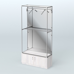 Торговая система ХРОМ (задняя стенка - зеркало) 1200 мм №4-4 с тумбой Т-21 и поручнями, Ясень Анкор светлый