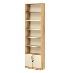 Стеллаж из ДСП с 5-ю полками 250x600 мм серии LEVEL-5 №4 (З/C - ДВП), Дуб Золотистый и Крем Вайс