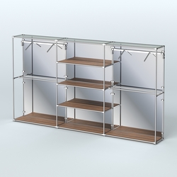 Торговая система ХРОМ (задняя стенка - зеркало) 3600 мм с полками ДСП и поручнями №10, Орех