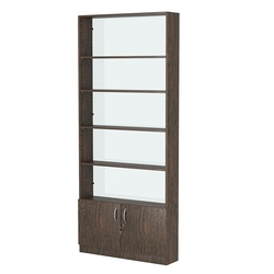 Стеллаж из ДСП с 4-мя полками 200x900 мм серии LEVEL-4 №10-1 (З/C - СТЕКЛО), Дуб Венге