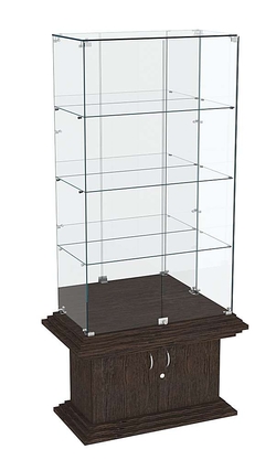 Витрина широкая с зеркалом и тремя полками КОЛОСС №7, Дуб Венге