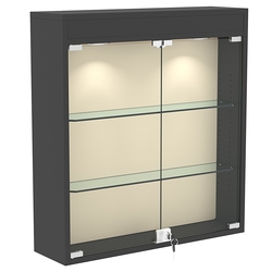 Настенная витрина с бархатом серии БАРОН №1-3А (две полки), Черный + 01 Cream