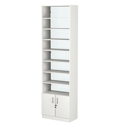 Стеллаж из ДСП с 8-ю полками 300x600 мм серии LEVEL-8 №5-1 (З/C - СТЕКЛО), Белый