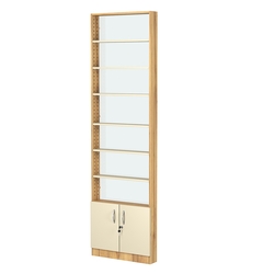 Стеллаж из ДСП с 6-ю полками 100x600 мм серии LEVEL-6 №1-1 (З/C - СТЕКЛО), Дуб Золотистый и Крем Вайс