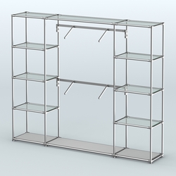 Торговая система ХРОМ без ДСП 2430 мм с прозрачными полками и поручнями №7, Серый